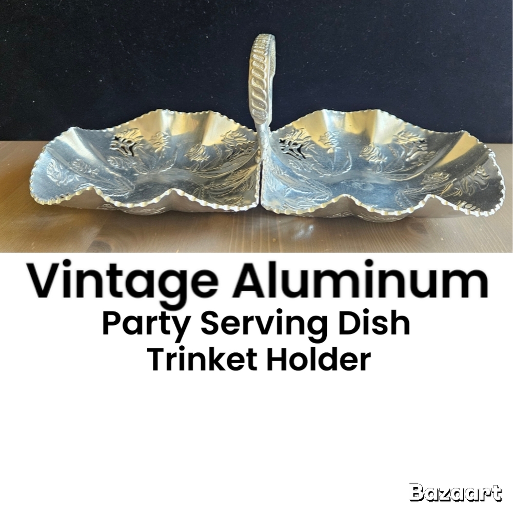 Vintage Hammered Aluminum Party Serving Dish